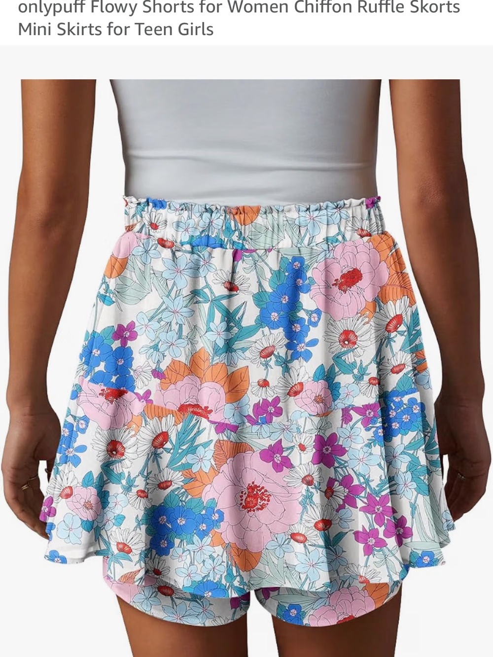 Women’s Floral Ruffle Skort in Multi-Color - Picture 5 of 6